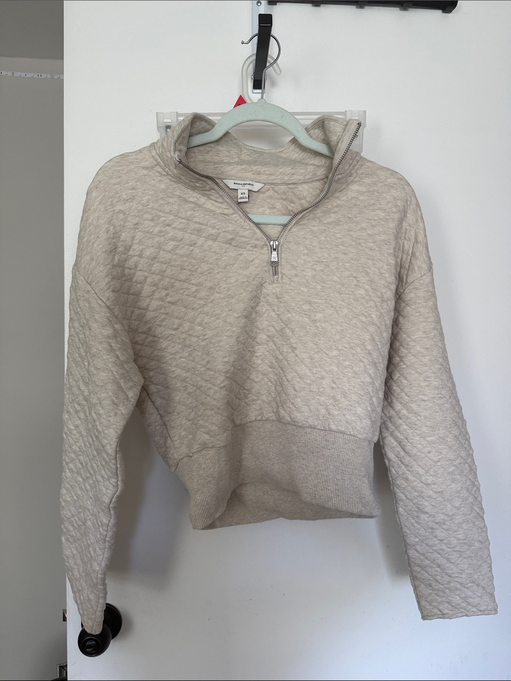 Banana Republic Beige Quilted Half Zip Top